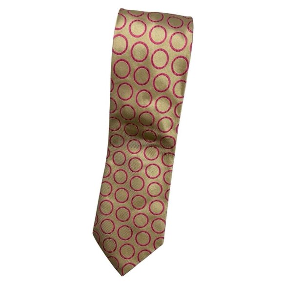 PAUL SMITH Men's 100% Silk Necktie LUXURY Tie Gold Geometric W:3.7